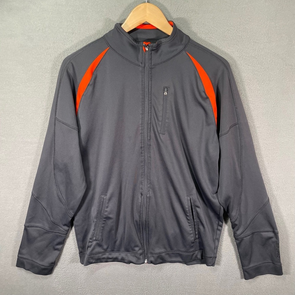 Reebok Track Jacket Mens Medium Grey Orange Excellent Full Zip MAA01224